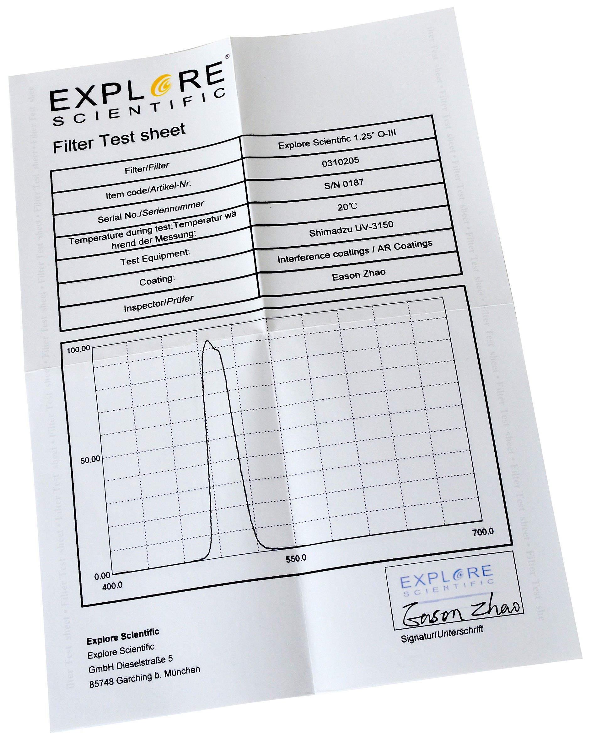 Ex. Scientific - Filtre O-III - Ø 31.7 mm