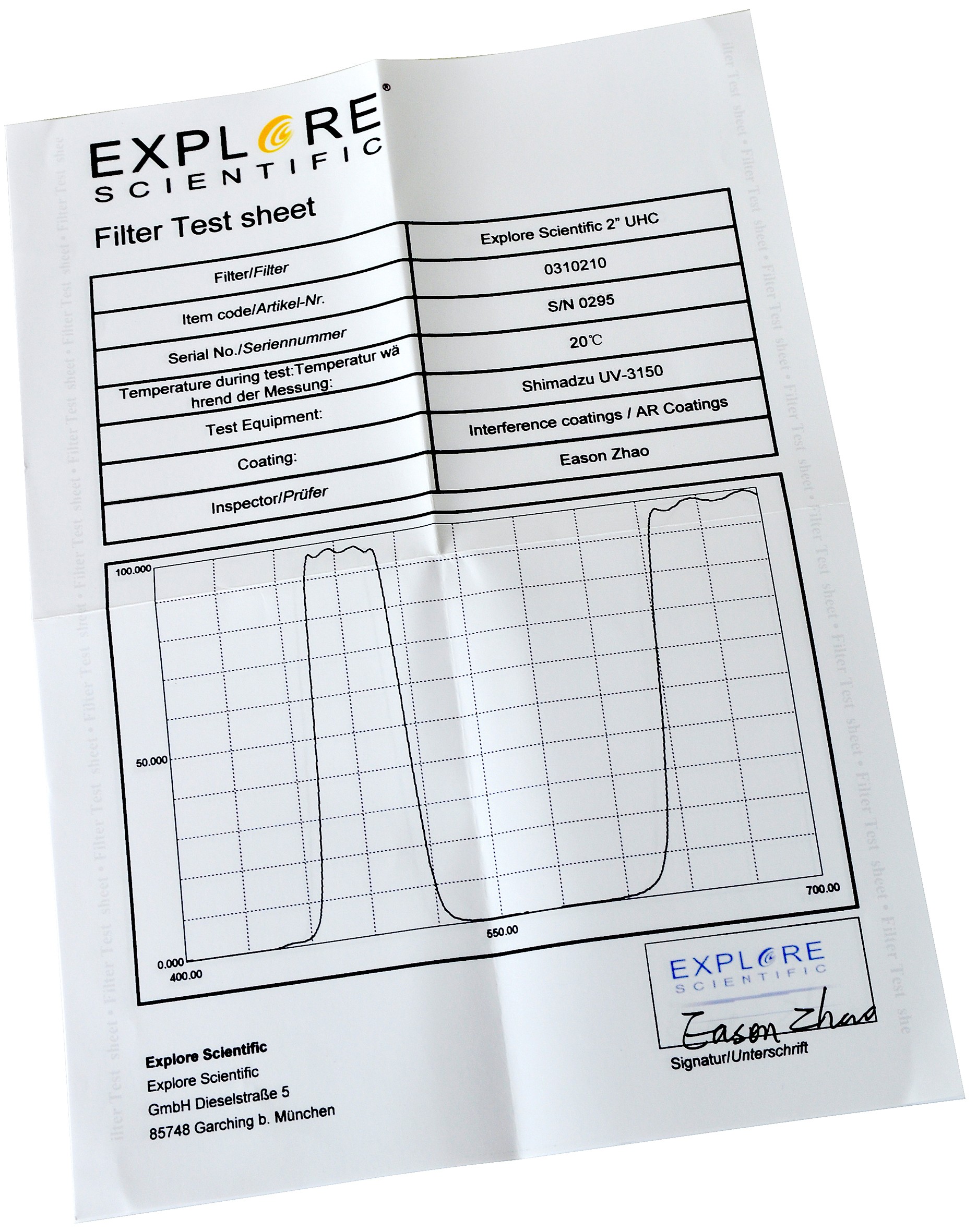Ex. Scientific - Filtre UHC - Ø 50.8 mm